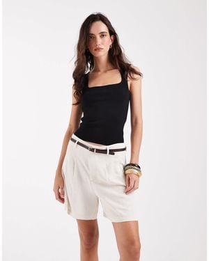 ONLY Linen Mix Tailored Shorts - White