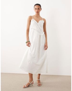 River Island – patchwork-midikleid aus spitze - Weiß