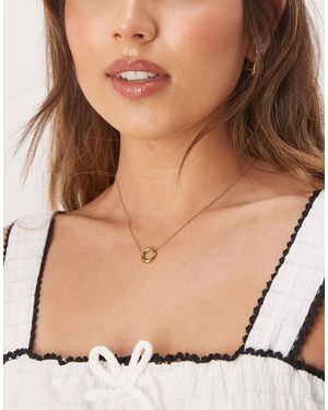 ASOS Waterproof Stainless Steel Necklace With Circle Loop Pendant - Natural