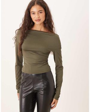 Gina Tricot Slinky Jersey Off Shoulder Long Sleeve Top - Multicolour