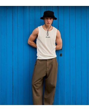 Bershka Super baggy Trousers With Linen - Blue