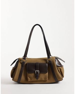 Mango Strukturierte schultertasche - Braun