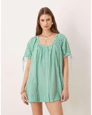 Free People Farley Gingham Tunic Dress - Green