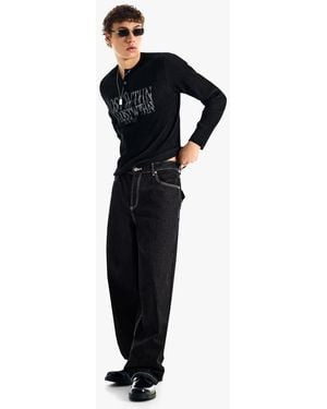 Bershka Embroidered Super baggy Jeans - Natural