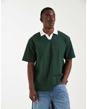 ASOS Heavyweight Relaxed Polo With Contrast Collar - Green