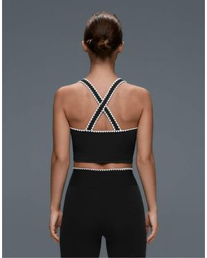 Oysho Comfortlux Contrast Stitch Tank Top - Black