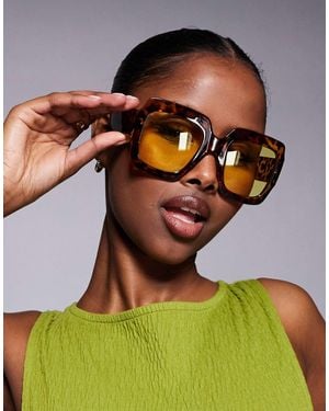 Kaiia Exclusive Oversized Chunky Square Yellow Lens Sunglasses - Multicolor
