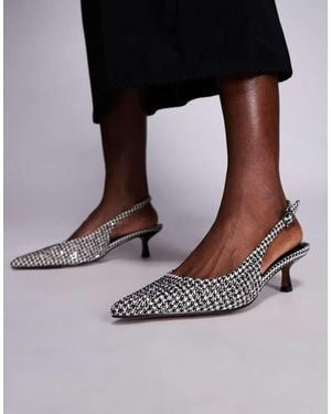 River Island Patterned Slingback Court Shoes - Black