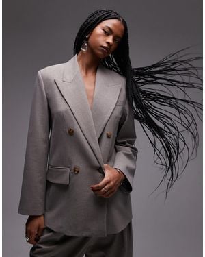 Mango – zweireihiger oversize-blazer - Grau
