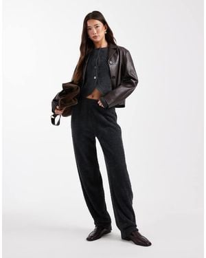 ASOS Co-Ord Textured Fluffy Barrel Leg Trouser - Black