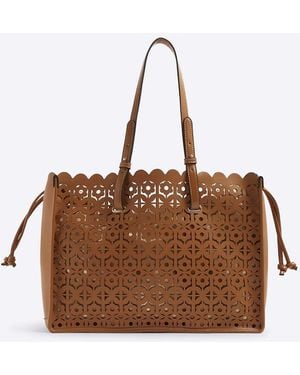 River Island Laser Cut Large Tote Bag - Brown