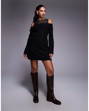 ASOS Supersoft Bardot Double Layer Mesh Mini Dress - Black