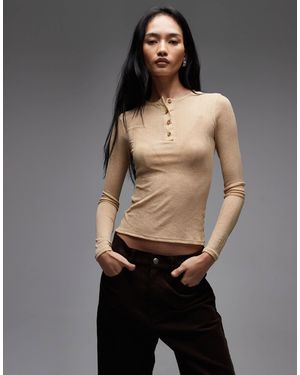 ASOS Long Sleeve Sheer Onion Rib Top - Black