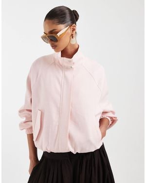 ASOS Funnel Neck Linen Look Jacket - Pink
