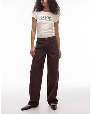 TOPSHOP Cinch Low Rise Relaxed Fit Jean - Brown