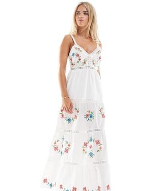 Miss Selfridge Embroidered Heritage Maxi Dress - White
