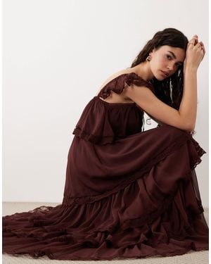 Miss Selfridge Chiffon Tiered Maxi Dress - Purple