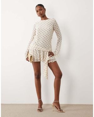 Oh Polly High Neck Draped Backless Cowl Back Mini Dress - White