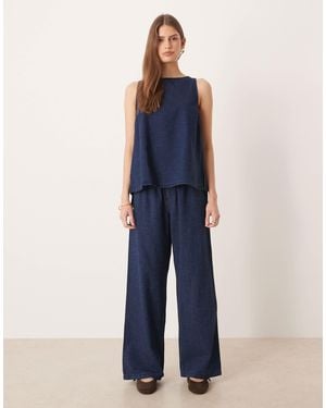 ASOS Boxer Waist Wide Leg Denim Trouser - Blue