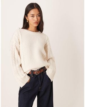 Vila Chunky Cable Knitted Sweater - Natural