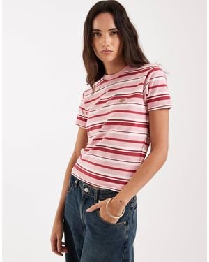 Dickies – glade spring – gestreiftes, knapp geschnittenes t-shirt - Rot