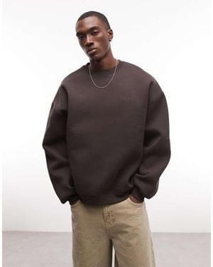 ASOS Extreem Oversized Sweatshirt Van Scuba-Achtige Stof Met Borduursel - Bruin