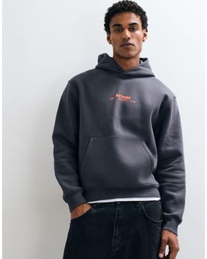 ASOS Hoodie coupe ample et carrée avec imprimé - Bleu
