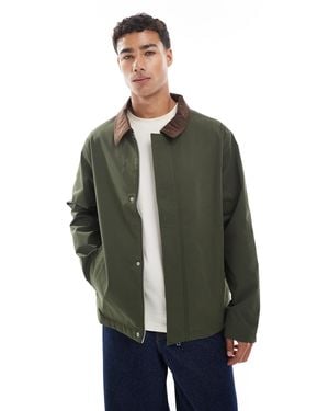 Jack & Jones Harrington Jacket With Cord Collar - Green