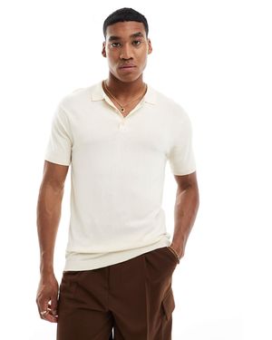 New Look – kurzärmliges, eng anliegendes strick-polohemd - Weiß