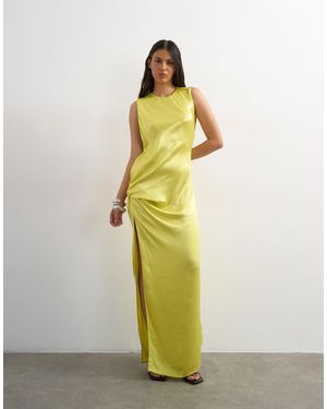 TOPSHOP Drape Neck Sleeveless Maxi Dress in Gray | Lyst