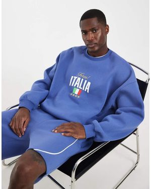 ASOS Co-ord Extreme Oversized Italia Crew Neck Sweatshirt - Blue