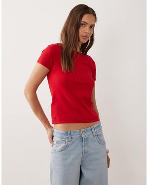 Mango Short Sleeve Knitted Top - Red