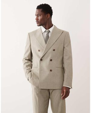ASOS Double Breasted Slim Suit Jacket - Natural
