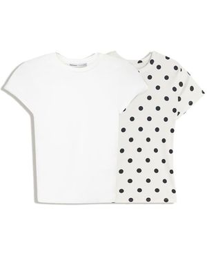 Bershka 2-pack Of Short Sleeve Round Neck T-shirts - White