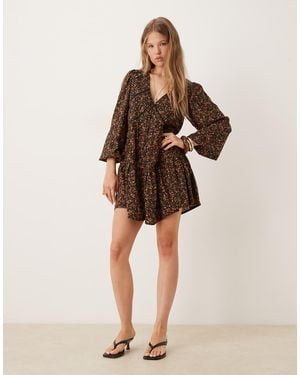 Nobody's Child Marley Boho V-neck Mini Dress - Natural
