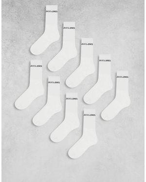 Jack & Jones Pack De 9 Pares De Calcetines Blancos Con Logo De Canalé De - Gris