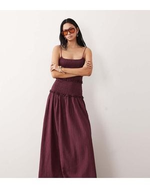 ASOS Asos Design Tall Crinkle Maxi Dress With Shirred Dropped Waist - Purple