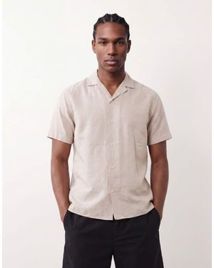 JJ Rebel Linen Blend Short Sleeve Shirt - Natural