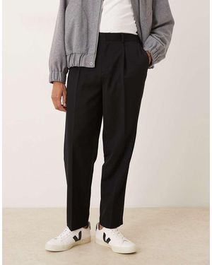 ASOS Relaxed Tapered Dress Trousers - Black