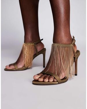ASOS Noelle Embellished Fringe High Heeled Sandals - Brown
