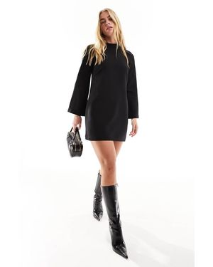 Closet Hoogsluitende Mini Jurk Met Lange Mouwen - Zwart