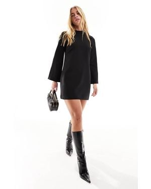 Closet Hoogsluitende Mini Jurk Met Lange Mouwen - Zwart