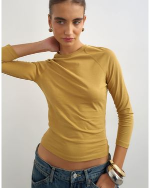 TOPSHOP Crop Sleeve Clean Raglan Top - Yellow