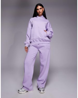Kaiia Studio Embroidered Logo Wide Leg Pocket Detail Sweatpants Co-Ord - Purple