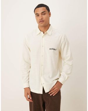 ASOS Regular Fit Shirt With Chest Embroidery - Natural