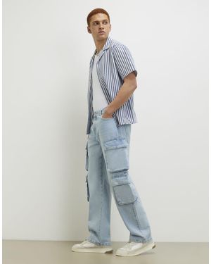 River Island Loose Fit Cargo Jeans - Blue
