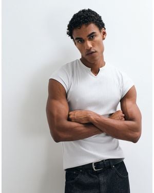 ASOS Slim-fit-t-shirt mit schlitz-ausschnitt - Weiß