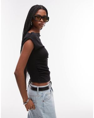 Mango Top Met Rechte Hals En Blote Schouder - Wit