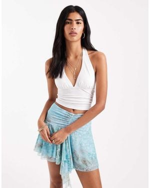 Bershka Top Met Halternek - Blauw