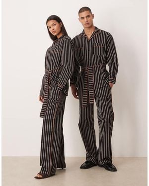 Sister Jane Unisex Pure Cotton Contrast Piping Elastic Waist Trousers - Black